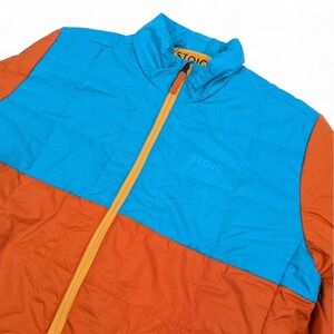 Stoic Venture Insulated Jacket Mens Large Blue Orange Colorblock Puffer Quilted